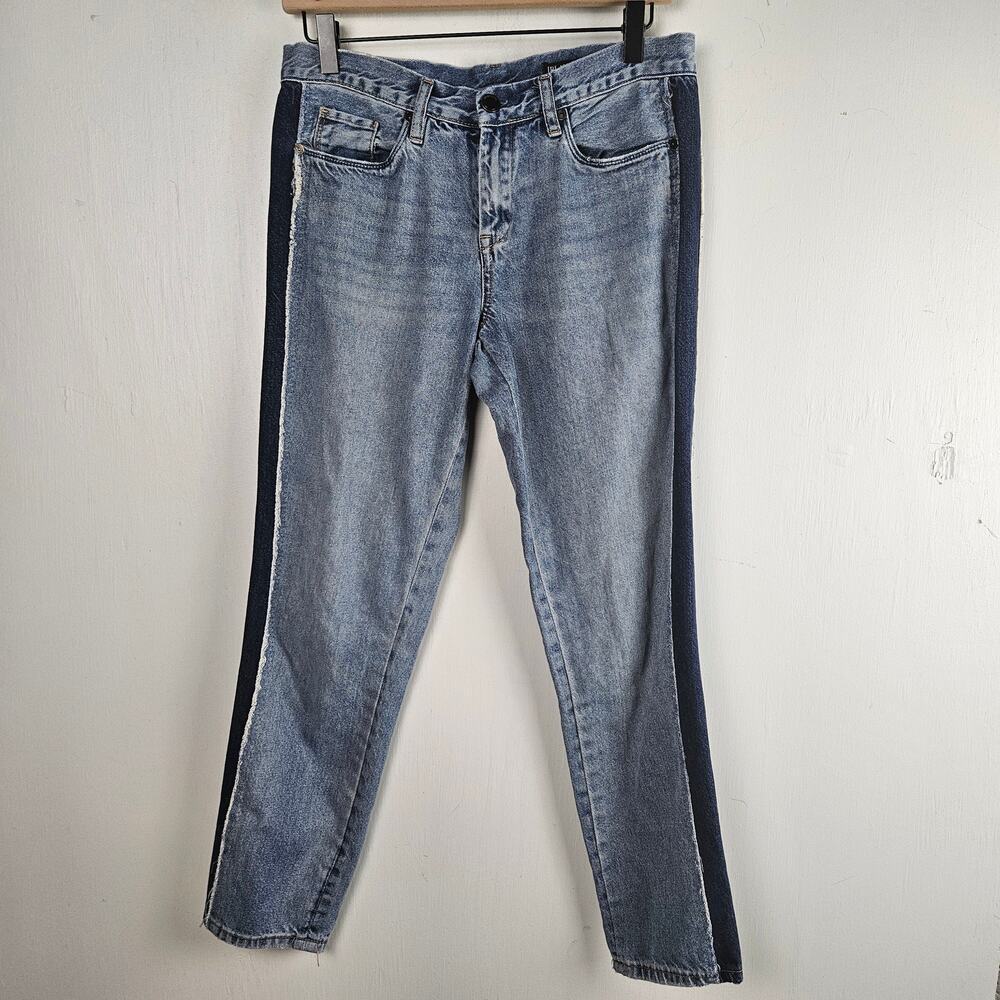 BlankNYC Two Tone Tuxedo Stripe Jeans 27 Crop Girlfriend
